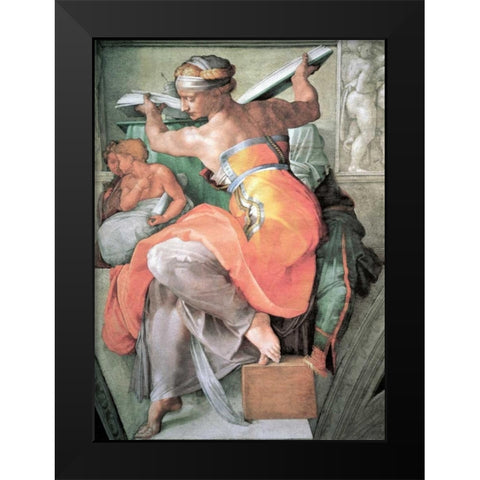 The Libyan Sibyl Black Modern Wood Framed Art Print by Michelangelo