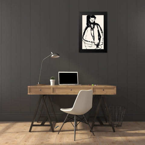 Bearded Man Black Modern Wood Framed Art Print by Modigliani, Amedeo