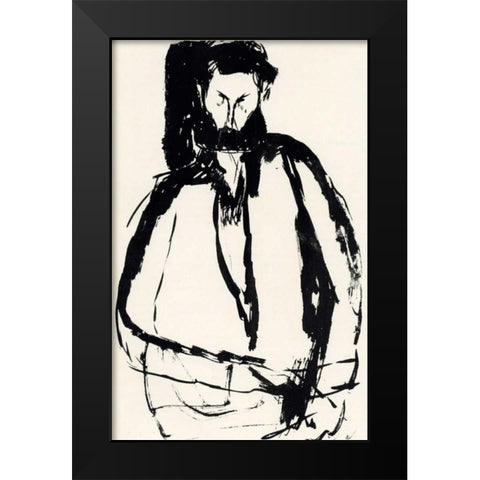 Bearded Man Black Modern Wood Framed Art Print by Modigliani, Amedeo