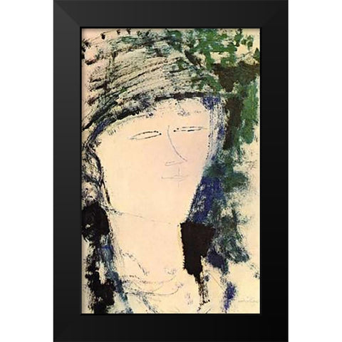 Beatrice Hastings Black Modern Wood Framed Art Print by Modigliani, Amedeo