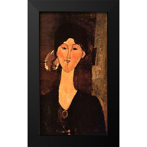 Beatrice Hastings 0 Black Modern Wood Framed Art Print by Modigliani, Amedeo