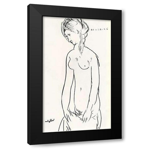 Beatrice Hastings Nude Black Modern Wood Framed Art Print with Double Matting by Modigliani, Amedeo