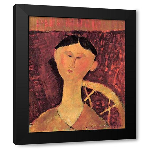 Beatrice Hastings X Black Modern Wood Framed Art Print with Double Matting by Modigliani, Amedeo