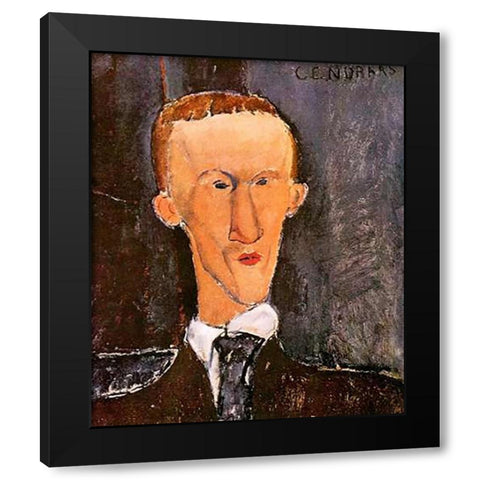 Blaise Cendrars Black Modern Wood Framed Art Print with Double Matting by Modigliani, Amedeo