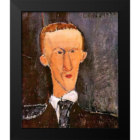 Blaise Cendrars Black Modern Wood Framed Art Print by Modigliani, Amedeo