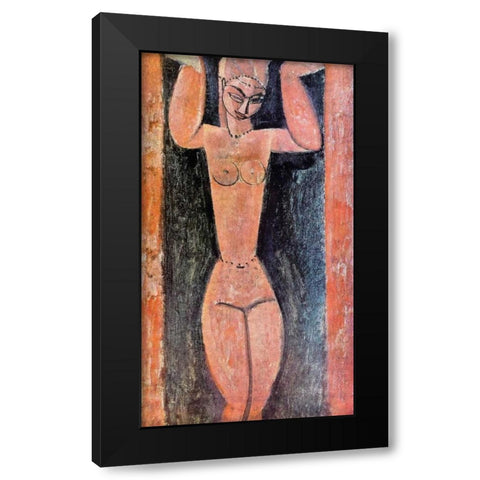 Caryatid 0 Black Modern Wood Framed Art Print with Double Matting by Modigliani, Amedeo