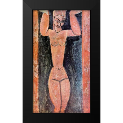 Caryatid 0 Black Modern Wood Framed Art Print by Modigliani, Amedeo