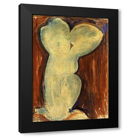 Caryatid 2 1 Black Modern Wood Framed Art Print with Double Matting by Modigliani, Amedeo