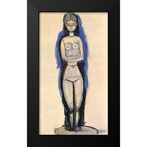 Caryatid 3 Black Modern Wood Framed Art Print by Modigliani, Amedeo