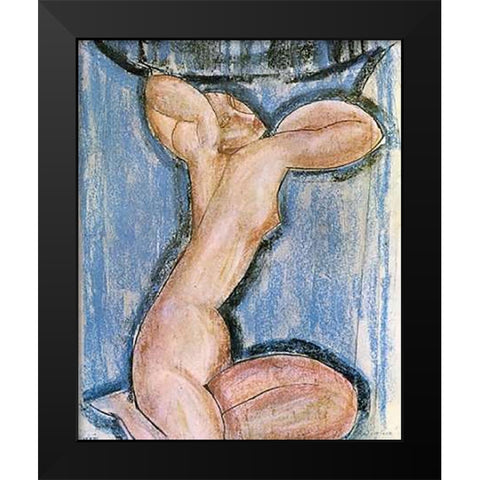 Caryatid 4 Black Modern Wood Framed Art Print by Modigliani, Amedeo
