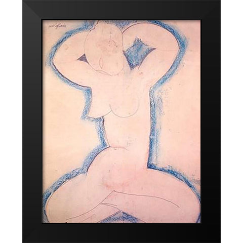 Caryatid Xx Black Modern Wood Framed Art Print by Modigliani, Amedeo