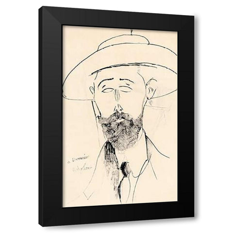 Dermee Black Modern Wood Framed Art Print with Double Matting by Modigliani, Amedeo