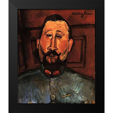 Doctor Devaraigne Black Modern Wood Framed Art Print by Modigliani, Amedeo
