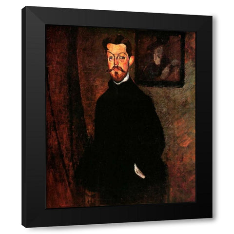 Dr Paul Alexandre Black Modern Wood Framed Art Print with Double Matting by Modigliani, Amedeo