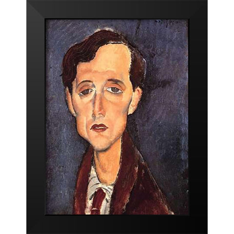 Franz Hellens Black Modern Wood Framed Art Print by Modigliani, Amedeo