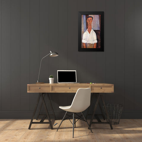 Gaston Modot Black Modern Wood Framed Art Print by Modigliani, Amedeo