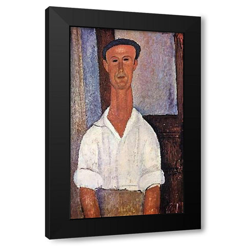 Gaston Modot Black Modern Wood Framed Art Print with Double Matting by Modigliani, Amedeo