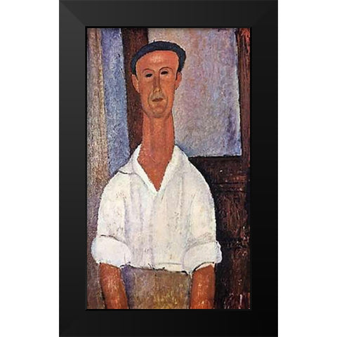 Gaston Modot Black Modern Wood Framed Art Print by Modigliani, Amedeo