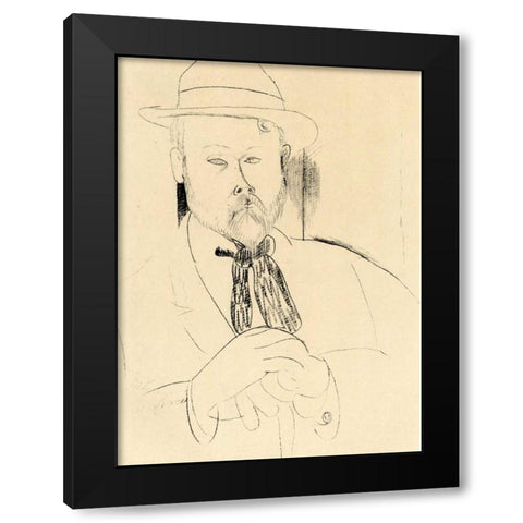 Gillet Black Modern Wood Framed Art Print with Double Matting by Modigliani, Amedeo