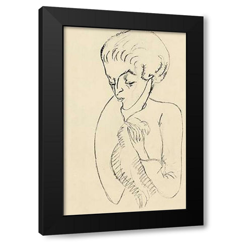 Half Length Black Modern Wood Framed Art Print with Double Matting by Modigliani, Amedeo