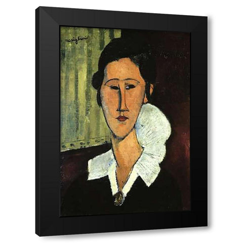Hanka Zborowska Black Modern Wood Framed Art Print with Double Matting by Modigliani, Amedeo