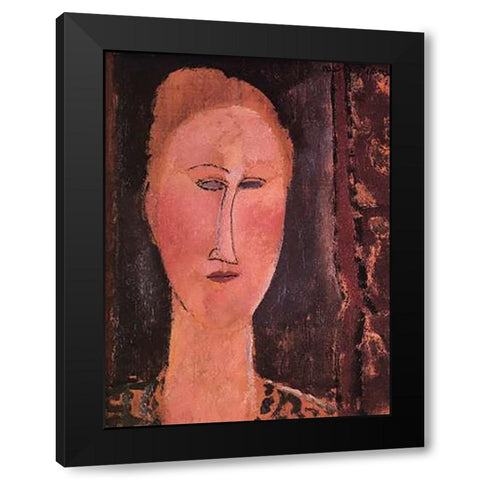 Head Of A Woman 2 Black Modern Wood Framed Art Print with Double Matting by Modigliani, Amedeo