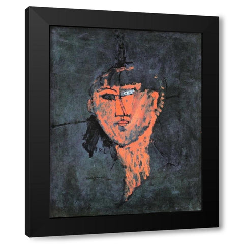 Head Of A Young Woman Black Modern Wood Framed Art Print by Modigliani, Amedeo