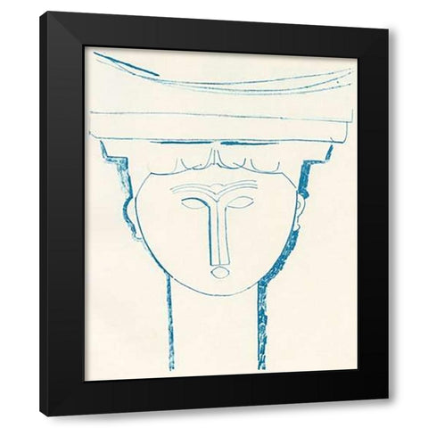 Head Of Caryatid 1909 Black Modern Wood Framed Art Print by Modigliani, Amedeo