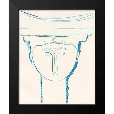 Head Of Caryatid 1909 Black Modern Wood Framed Art Print by Modigliani, Amedeo