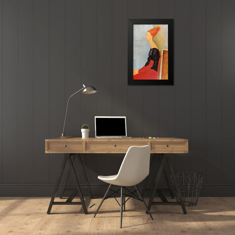 Hebuterne X Black Modern Wood Framed Art Print by Modigliani, Amedeo