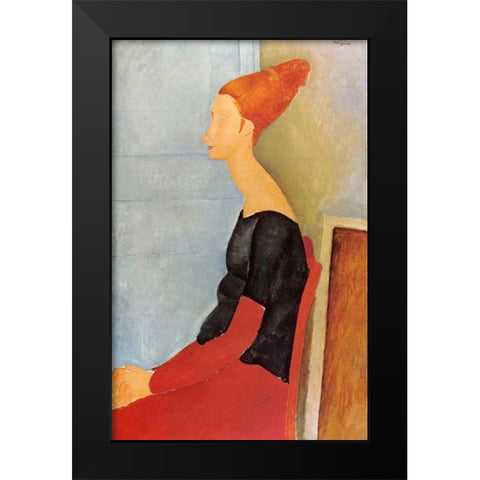 Hebuterne X Black Modern Wood Framed Art Print by Modigliani, Amedeo