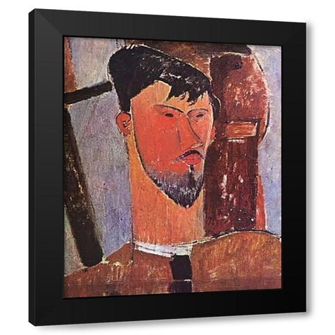 Henri Laurens Black Modern Wood Framed Art Print by Modigliani, Amedeo