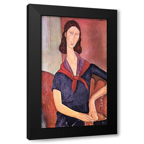 Jeanne Hebuterne Black Modern Wood Framed Art Print by Modigliani, Amedeo