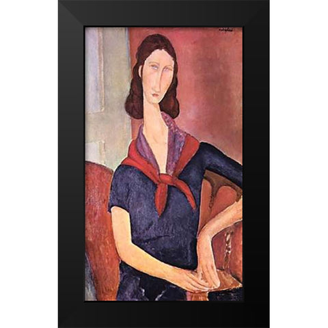 Jeanne Hebuterne Black Modern Wood Framed Art Print by Modigliani, Amedeo