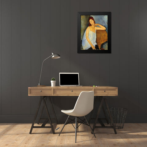 Jeanne Hebuterne 1 Black Modern Wood Framed Art Print by Modigliani, Amedeo