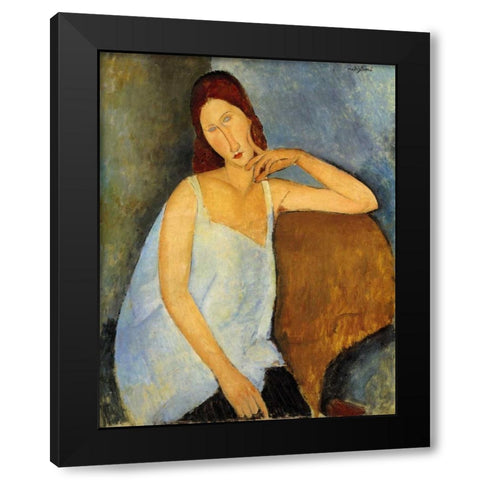 Jeanne Hebuterne 1 Black Modern Wood Framed Art Print with Double Matting by Modigliani, Amedeo