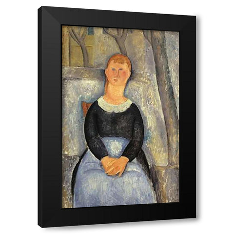 La Belle Epiciere 1 Black Modern Wood Framed Art Print with Double Matting by Modigliani, Amedeo