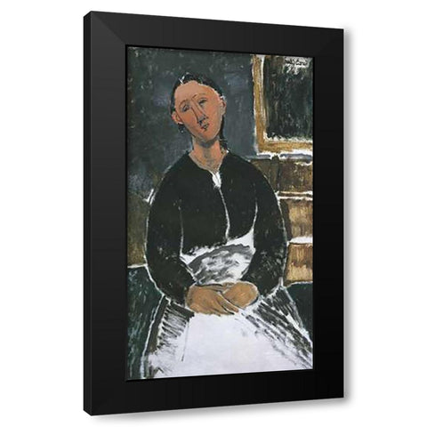 La Fantesca Black Modern Wood Framed Art Print with Double Matting by Modigliani, Amedeo
