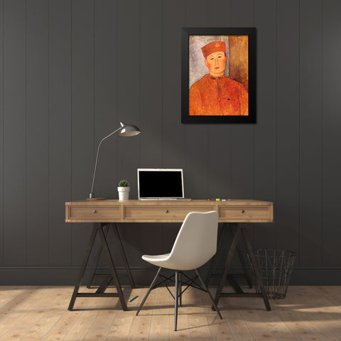 Le Zouave Black Modern Wood Framed Art Print by Modigliani, Amedeo