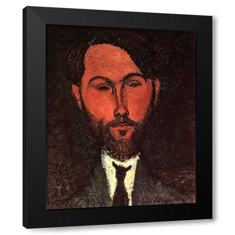 Leopold Zborowski Black Modern Wood Framed Art Print with Double Matting by Modigliani, Amedeo