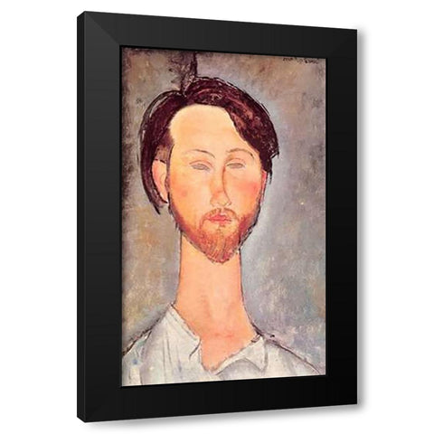 Leopold Zborowski X Black Modern Wood Framed Art Print by Modigliani, Amedeo