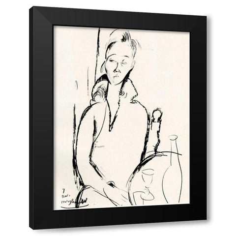 Lunia Czechowska Black Modern Wood Framed Art Print with Double Matting by Modigliani, Amedeo