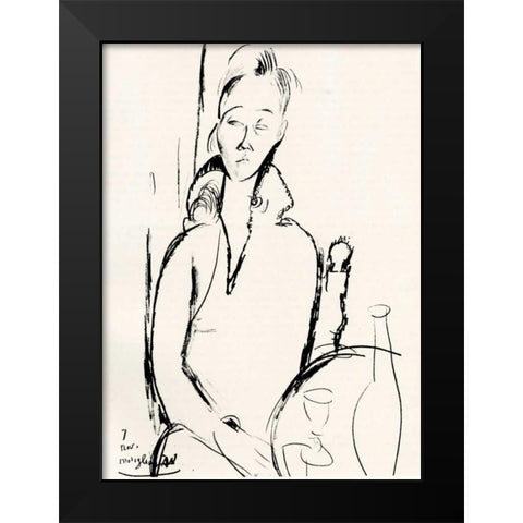 Lunia Czechowska Black Modern Wood Framed Art Print by Modigliani, Amedeo