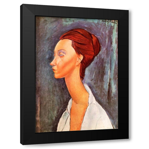 Lunia Czechowska 0 Black Modern Wood Framed Art Print with Double Matting by Modigliani, Amedeo