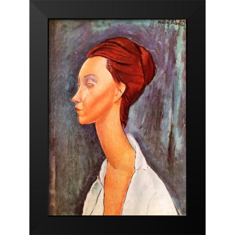 Lunia Czechowska 0 Black Modern Wood Framed Art Print by Modigliani, Amedeo