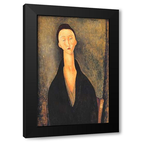 Lunia Czechowska 1 Black Modern Wood Framed Art Print with Double Matting by Modigliani, Amedeo