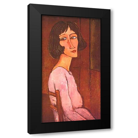 Marguerite Black Modern Wood Framed Art Print by Modigliani, Amedeo