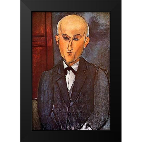 Max Jacob Black Modern Wood Framed Art Print by Modigliani, Amedeo