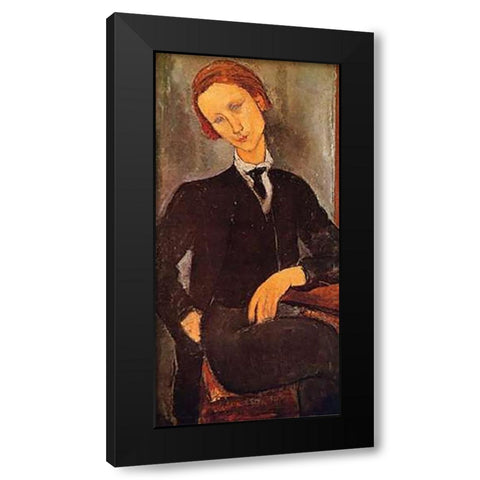 Monsieur Baranowski Black Modern Wood Framed Art Print by Modigliani, Amedeo