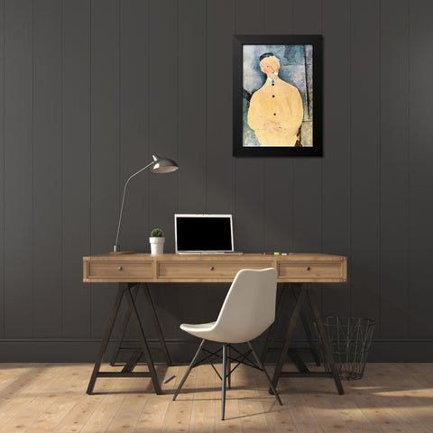 Monsieur Lepoutre Black Modern Wood Framed Art Print by Modigliani, Amedeo